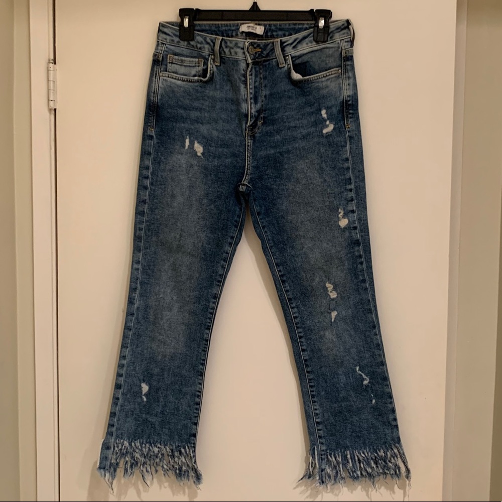 Forever 21 fringe bottom jeans